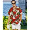 image:imageKYKU Mens Hawaiian Shirt Short Sleeve  Tropical Summer Beach Button Down Shirt with PocketRed Flower Mens Hawaiian Shirt
