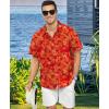 image:imageKYKU Mens Hawaiian Shirt Short Sleeve  Tropical Summer Beach Button Down Shirt with PocketRed Leaf Mens Hawaiian Shirt