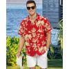 image:imageKYKU Mens Hawaiian Shirt Short Sleeve  Tropical Summer Beach Button Down Shirt with PocketRed Palm Tree Mens Hawaiian Shirt