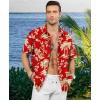 image:imageKYKU Mens Hawaiian Shirt Short Sleeve  Tropical Summer Beach Button Down Shirt with PocketRed Palm Tree Mens Hawaiian Shirt