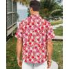 image:imageKYKU Mens Hawaiian Shirt Short Sleeve  Tropical Summer Beach Button Down Shirt with PocketRed Tropical Leaf White Mens Hawaiian Shirt