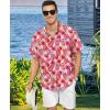 image:imageKYKU Mens Hawaiian Shirt Short Sleeve  Tropical Summer Beach Button Down Shirt with PocketRed Tropical Leaf White Mens Hawaiian Shirt