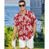 image:imageKYKU Mens Hawaiian Shirt Short Sleeve  Tropical Summer Beach Button Down Shirt with PocketRed White Floral Mens Hawaiian Shirt