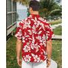 image:imageKYKU Mens Hawaiian Shirt Short Sleeve  Tropical Summer Beach Button Down Shirt with PocketRed White Floral Mens Hawaiian Shirt