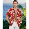 image:imageKYKU Mens Hawaiian Shirt Short Sleeve  Tropical Summer Beach Button Down Shirt with PocketRed White Floral Mens Hawaiian Shirt