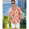 image:imageKYKU Mens Hawaiian Shirt Short Sleeve  Tropical Summer Beach Button Down Shirt with PocketRed White Palm Leaf Mens Hawaiian Shirt