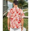 image:imageKYKU Mens Hawaiian Shirt Short Sleeve  Tropical Summer Beach Button Down Shirt with PocketRed White Palm Leaf Mens Hawaiian Shirt
