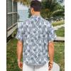 image:imageKYKU Mens Hawaiian Shirt Short Sleeve  Tropical Summer Beach Button Down Shirt with PocketSlate Blue Tropical Leaf White Men Hawaiian Shirt