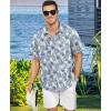image:imageKYKU Mens Hawaiian Shirt Short Sleeve  Tropical Summer Beach Button Down Shirt with PocketSlate Blue Tropical Leaf White Men Hawaiian Shirt