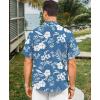 image:imageKYKU Mens Hawaiian Shirt Short Sleeve  Tropical Summer Beach Button Down Shirt with PocketWhite Flower Blue Mens Hawaiian Shirt