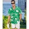 image:imageKYKU Mens Hawaiian Shirt Short Sleeve  Tropical Summer Beach Button Down Shirt with PocketWhite Flower Green Mens Hawaiian Shirt