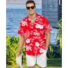 image:imageKYKU Mens Hawaiian Shirt Short Sleeve  Tropical Summer Beach Button Down Shirt with PocketWhite Flower Red Mens Hawaiian Shirt