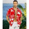 image:imageKYKU Mens Hawaiian Shirt Short Sleeve  Tropical Summer Beach Button Down Shirt with PocketWhite Flower Red Mens Hawaiian Shirt