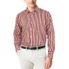 image:imageKYKU Mens Printed Casual Shirts Soft Long Sleeve Button Down Shirts Regular Stretch with PocketRed Brown Striped Long Sleeve Shirts for Men