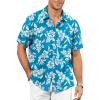 Blue White Floral Mens Hawaiian Shirt