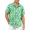 image:imageKYKU Mens Hawaiian Shirt Short Sleeve  Tropical Summer Beach Button Down Shirt with PocketGreen Tropical Leaf White Mens Hawaiian Shirt