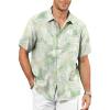 Light Green White Palm Leaf Mens Hawaiian Shirt