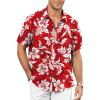 Red White Floral Mens Hawaiian Shirt