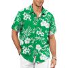 White Flower Green Mens Hawaiian Shirt