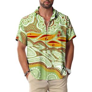 image:imageKYKU Hawaiian Shirt for Men Beach Vacation Summer Short Sleeve Button Down Mens Shirts Casual StylishLight Green Hawaiian Shirt for Men