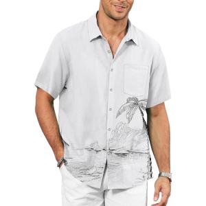 image:imageKYKU Mens Hawaiian Shirt Short Sleeve  Tropical Summer Beach Button Down Shirt with PocketWhite Black Beach Mens Hawaiian Shirt