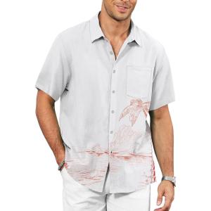 image:imageKYKU Mens Hawaiian Shirt Short Sleeve  Tropical Summer Beach Button Down Shirt with PocketWhite Red Beach Mens Hawaiian Shirt