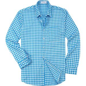 image:imageKYKU Mens Printed Casual Shirts Soft Long Sleeve Button Down Shirts Regular Stretch with PocketBlue White Gingham Long Sleeve Shirts for Men