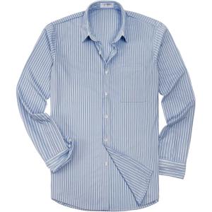 image:imageKYKU Mens Printed Casual Shirts Soft Long Sleeve Button Down Shirts Regular Stretch with PocketBlue White Striped Long Sleeve Shirts for Men