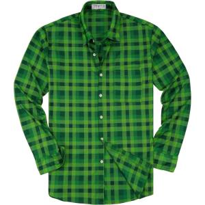 image:imageKYKU Mens Printed Casual Shirts Soft Long Sleeve Button Down Shirts Regular Stretch with PocketGreen Plaid Long Sleeve Shirts for Men
