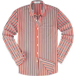 image:imageKYKU Mens Printed Casual Shirts Soft Long Sleeve Button Down Shirts Regular Stretch with PocketRed Brown Striped Long Sleeve Shirts for Men