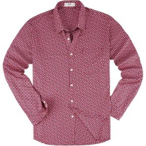 image:imageKYKU Mens Printed Casual Shirts Soft Long Sleeve Button Down Shirts Regular Stretch with PocketRed White Blue Stars Print Shirts for Men