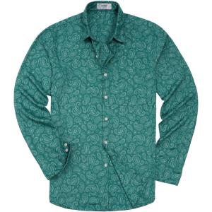 image:imageKYKU Mens Printed Casual Shirts Soft Long Sleeve Button Down Shirts Regular Stretch with PocketTeal Paisley Long Sleeve Shirts for Men