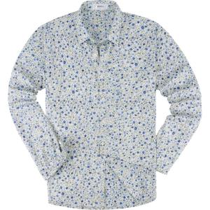 image:imageKYKU Mens Printed Casual Shirts Soft Long Sleeve Button Down Shirts Regular Stretch with PocketWhite Blue Floral Long Sleeve Shirts for Men