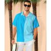 image:imageKYKU Mens Hawaiian Shirt Short Sleeve Button Down Casual Tropical Summer Beach Vacation Shirts with PocketBlue Color Block Summer Shirt for Men