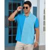 image:imageKYKU Mens Hawaiian Shirt Short Sleeve Button Down Casual Tropical Summer Beach Vacation Shirts with PocketBlue Color Block Summer Shirt for Men