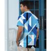 image:imageKYKU Mens Hawaiian Shirt Short Sleeve Button Down Casual Tropical Summer Beach Vacation Shirts with PocketBlue Geometric Summer Shirt for Men