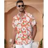 image:imageKYKU Mens Hawaiian Shirt Short Sleeve Button Down Casual Tropical Summer Beach Vacation Shirts with PocketFlorals Red Men Hawaiian Button Shirt