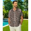image:imageKYKU Mens Hawaiian Shirt Short Sleeve Button Down Casual Tropical Summer Beach Vacation Shirts with PocketGray Brown Hawaiian Men Button Down Shirt