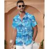 image:imageKYKU Mens Hawaiian Shirt Short Sleeve Button Down Casual Tropical Summer Beach Vacation Shirts with PocketIslands Blue Men Hawaiian Button Shirt
