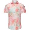 image:imageKYKU Mens Hawaiian Shirt Short Sleeve Button Down Casual Tropical Summer Beach Vacation Shirts with PocketLeaf Pink