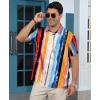image:imageKYKU Mens Hawaiian Shirt Short Sleeve Button Down Casual Tropical Summer Beach Vacation Shirts with PocketMulticolor Striped Hawaiian Shirt for Men