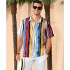 image:imageKYKU Mens Hawaiian Shirt Short Sleeve Button Down Casual Tropical Summer Beach Vacation Shirts with PocketMulticolor Striped Hawaiian Shirt for Men