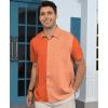 image:imageKYKU Mens Hawaiian Shirt Short Sleeve Button Down Casual Tropical Summer Beach Vacation Shirts with PocketOrange Color Block Summer Shirt for Men