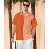 image:imageKYKU Mens Hawaiian Shirt Short Sleeve Button Down Casual Tropical Summer Beach Vacation Shirts with PocketOrange Color Block Summer Shirt for Men