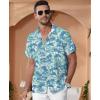 image:imageKYKU Mens Hawaiian Shirt Short Sleeve Button Down Casual Tropical Summer Beach Vacation Shirts with PocketTree Blue Hawaiian Shirt for Men