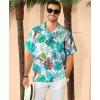 image:imageKYKU Mens Hawaiian Shirt Short Sleeve Button Down Casual Tropical Summer Beach Vacation Shirts with PocketWhite Leaf Hawaiian Shirt for Men