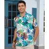 image:imageKYKU Mens Hawaiian Shirt Short Sleeve Button Down Casual Tropical Summer Beach Vacation Shirts with PocketWhite Leaf Hawaiian Shirt for Men