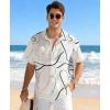 image:imageKYKU Mens Hawaiian Shirt Short Sleeve Tropical Button Down Casual Summer Beach Vacation ShirtsAbstract Lines Light Beige Hawaiian Shirt for Men