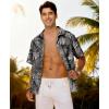 image:imageKYKU Mens Hawaiian Shirt Short Sleeve Tropical Button Down Casual Summer Beach Vacation ShirtsBlack Tropical Leaf Hawaiian Shirt for Men