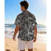 image:imageKYKU Mens Hawaiian Shirt Short Sleeve Tropical Button Down Casual Summer Beach Vacation ShirtsBlack Tropical Leaf Hawaiian Shirt for Men